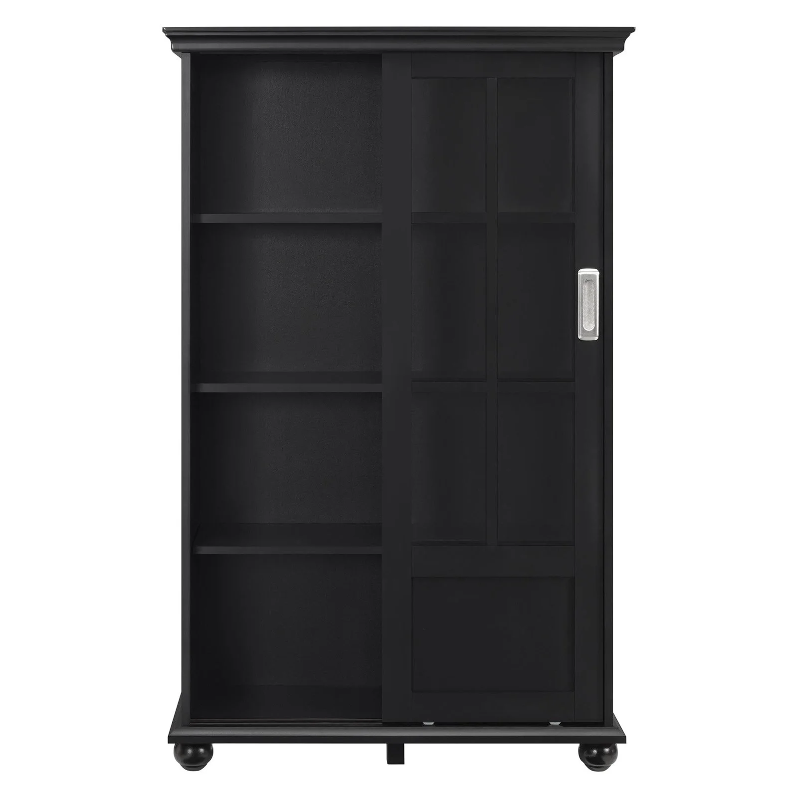 Ameriwood Home Aaron Lane Bookcase with Sliding Glass Doors, Black