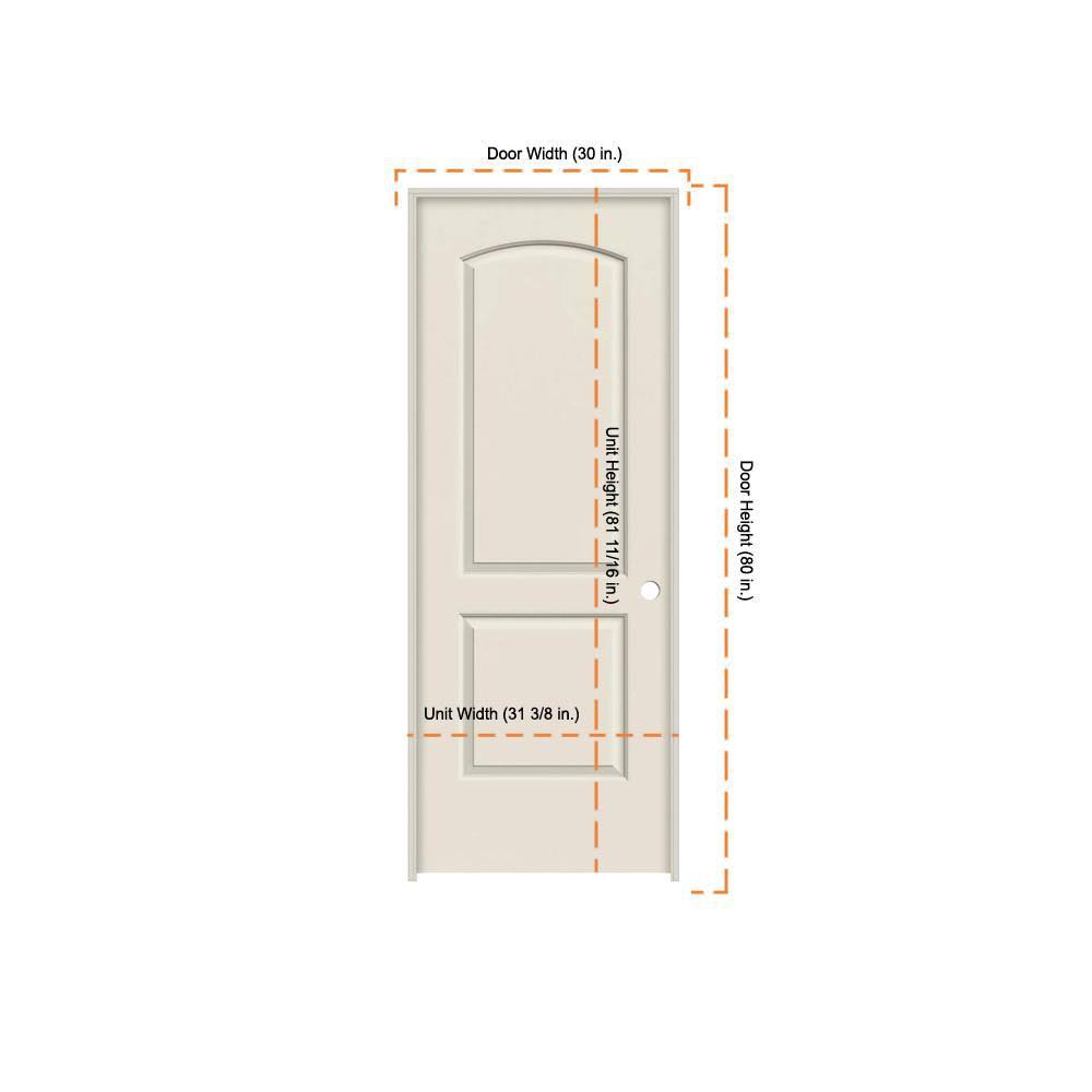 JELD-WEN 30 in. x 80 in. Continental Primed Left-Hand Smooth Solid Core Molded Composite MDF Single Prehung Interior Door THDJW1