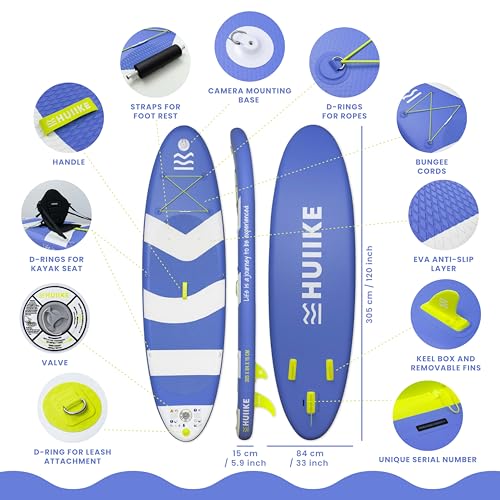 Inflatable Paddle Board for Adults with Accessories Included, Oar, Fins, Pump. Stand Up Paddleboard Great Stability and Resistance. 10’ x 33" x 5.9"