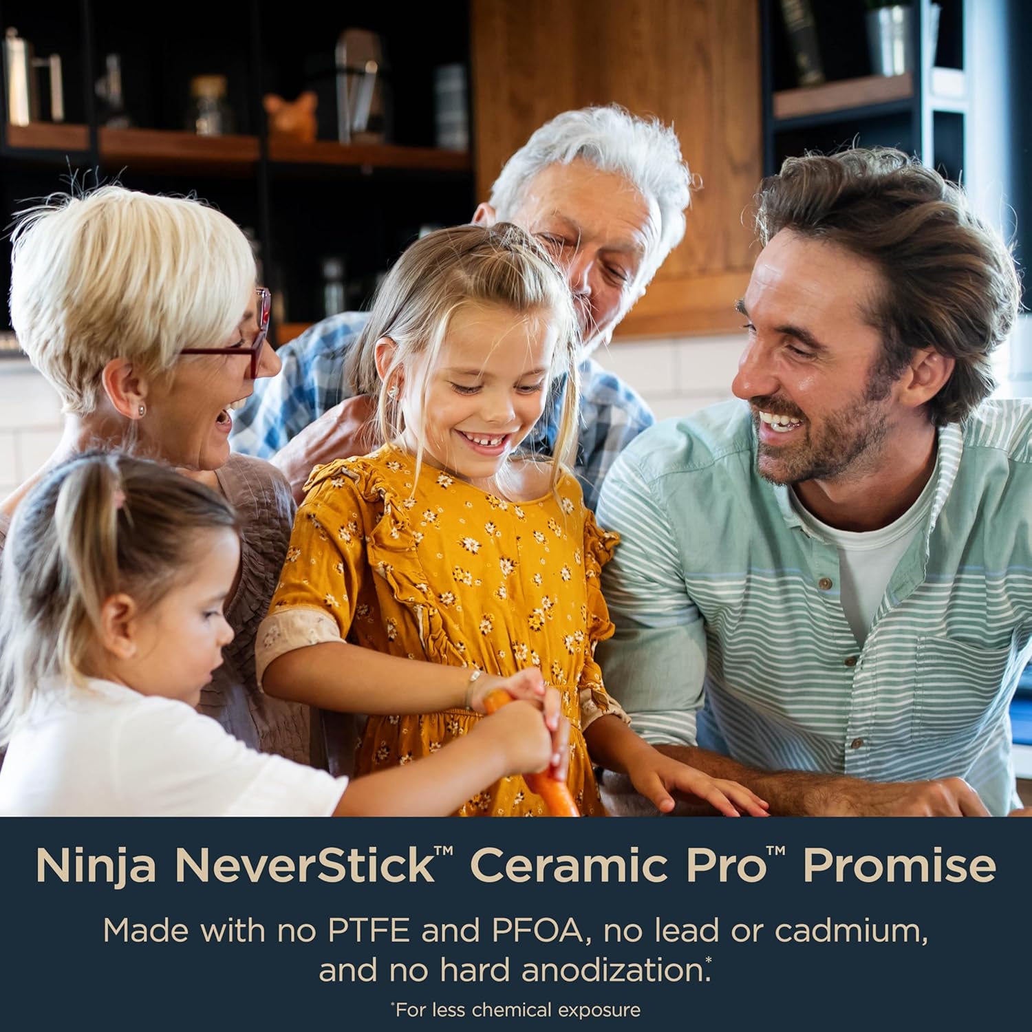 Ninja NeverStick Ceramic Pro 14-Piece Cookware Set, Non-Stick Pots & Pans Set with Glass Lids, Ceramic Coated, Stainless Steel, Stove to Oven Safe