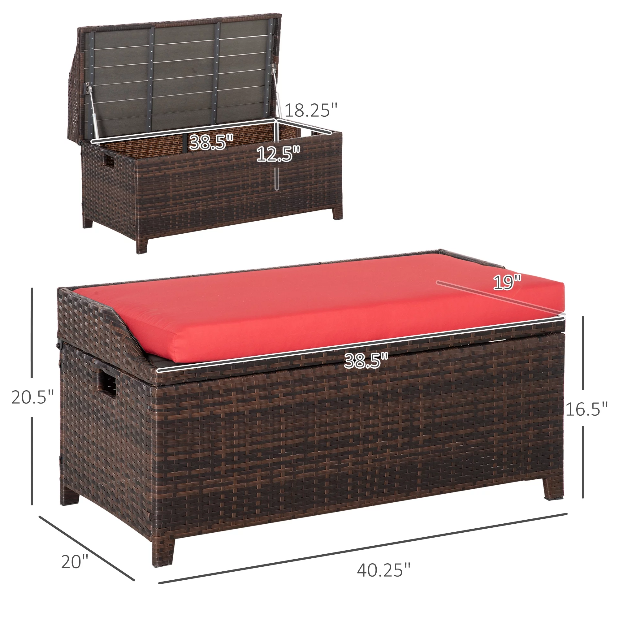 Outsunny Outdoor Wicker Storage Bench Deck Box