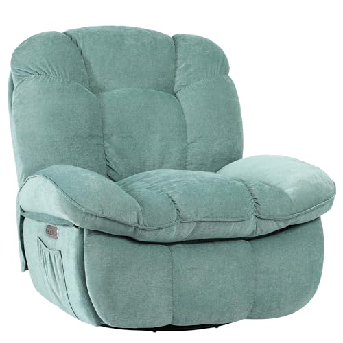 EDWELL Power Recliner Chair with Heated and Massage, Modern Swivel Rocking Recliner Chairs for Adults, Small Recliner Single Lounge Chair with USB