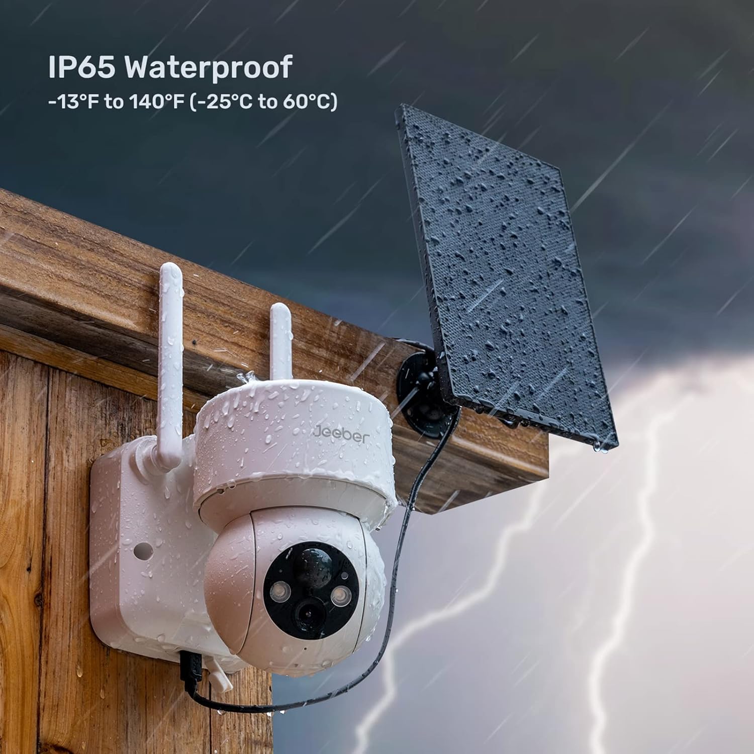 Solar Security Camera Outdoor Wireless WiFi with Spotlight and Siren, 360° PTZ Camera
