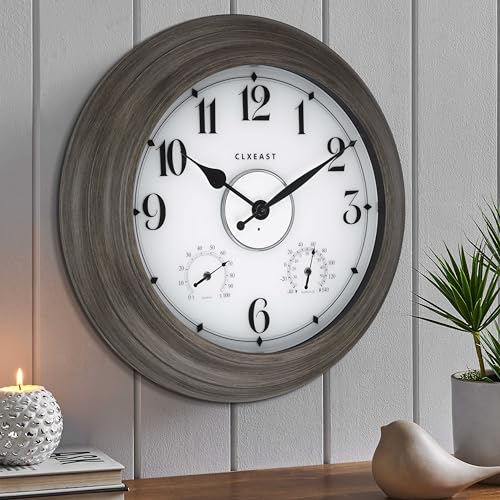 Illuminated Outdoor Indoor Metal Clocks Waterproof 24 inch, Oil Rubbed Bronze Black