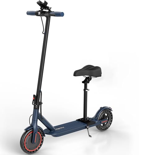 Electric Scooter, Folding E Scooter for Adults with Seat, 350W Motor, 8.5" Tire, 19MPH