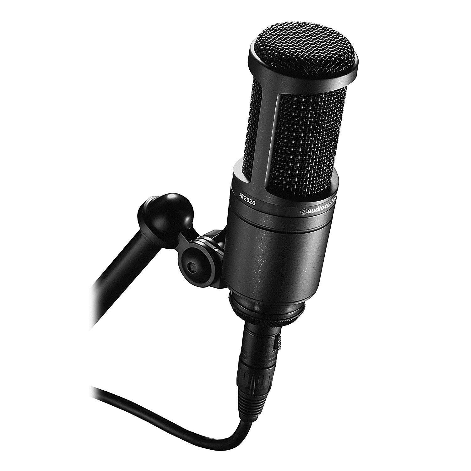 Audio-Technica AT2020 Cardioid Condenser Microphone - Includes - Pop Filter, XLR Cable, Proctective Pouch and 1 - Year Extended