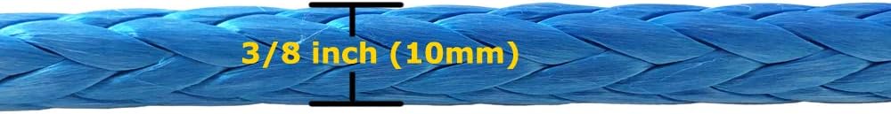 Ucreative Synthetic Winch Rope 3/8 x 95' 20500LBs Line Cable with Sheath for Off Road Vehicle SUV (Blue) Pack of 2