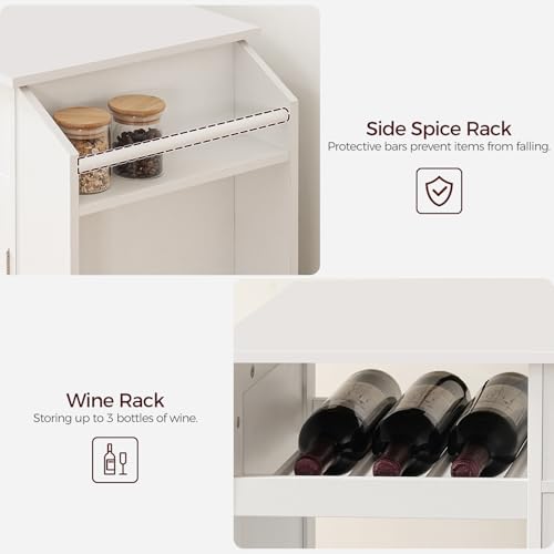 Kitchen Island with Power Outlet, Kitchen Storage Island with Drawer, Rolling Kitchen Cart on Wheels, Spice Rack, Towel Rack, Wine Rack