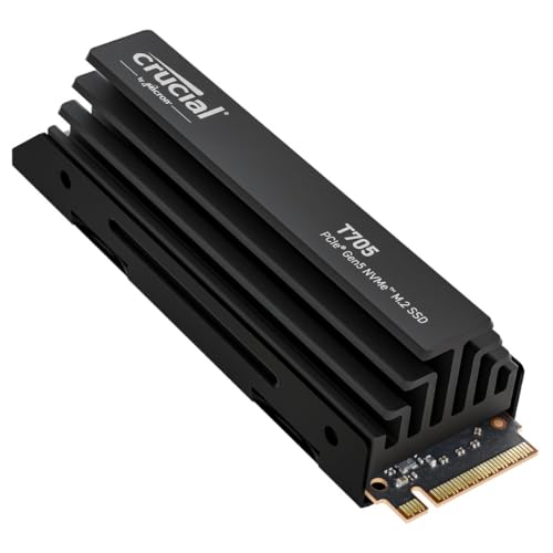 Crucial T705 2TB PCIe Gen5 NVMe M.2 SSD - Up to 14,500 MB/s - Game Ready - Internal Solid State Drive (PC) - +1mo Adobe CC - CT2000T705SSD3