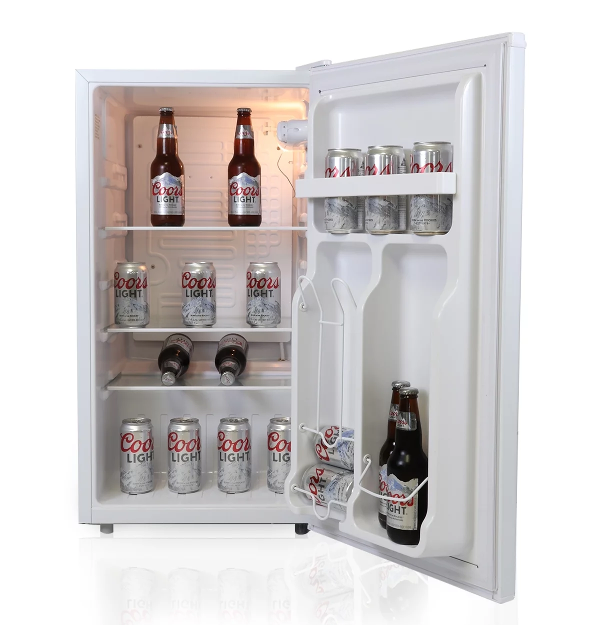 Coors Light Compact Fridge with Bottle Opener, 90 L/ 95 Quart 3.2 Cubic Foot for Snacks, Beverages, Juice, Beer, Den, Dorm, Office, Games Room, or RV