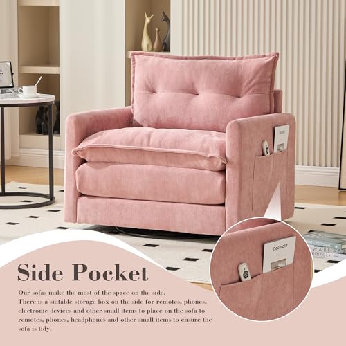 360 Swivel Accent Barrel Chair with Storage Ottoman & Headrest