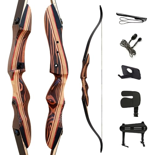 Deerseeker Archery 62" Takedown Recurve Bow Set for Adults & Youth with Right Hand & Left Handed Laminated Wooden Riser Bow Hunting Target Shooting