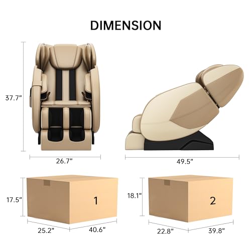 2024 Massage Chair, Full Body Zero Gravity with Shiatsu Massage Roller, 6 Auto Massage Mode, Heater, Foot Massage, Bluetooth, Khaki