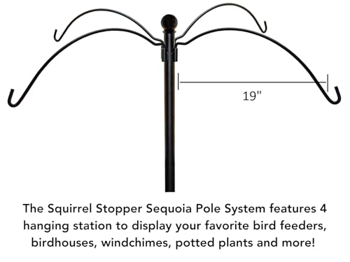 Sequoia Squirrel Proof Pole System with 4 Hanging Stations - Bird Feeder Pole System Only