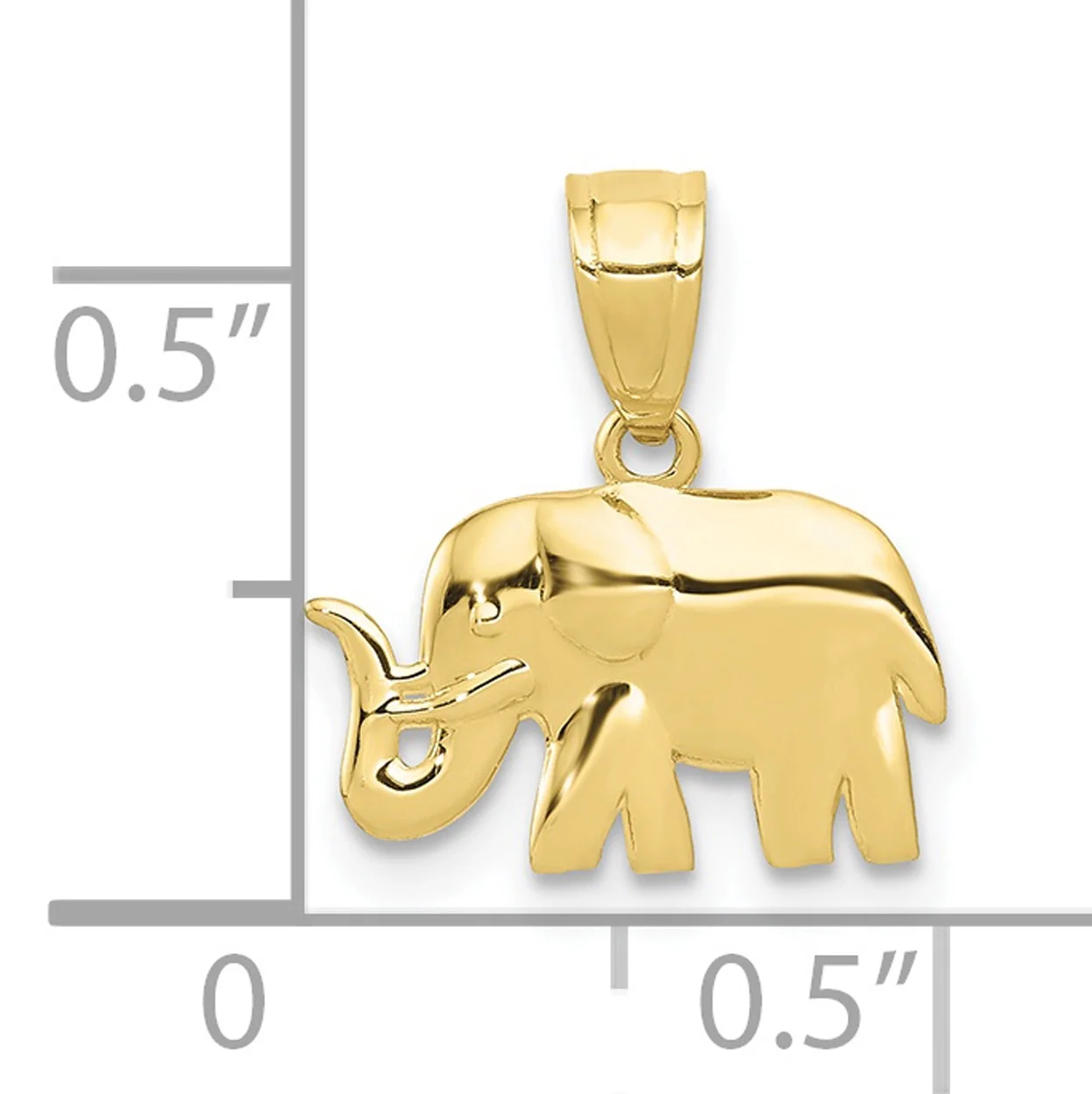 Carat in Karats 10K Yellow Gold Polished Elephant Pendant Charm (14.5mm x 13mm) With 10K Yellow Gold Lightweight Rope Chain Necklace 20''
