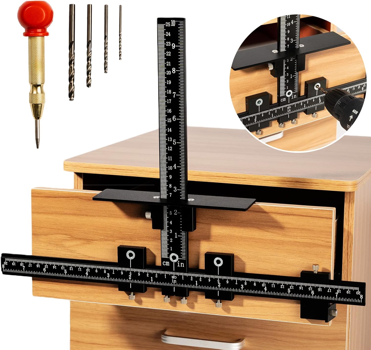 Cabinet Hardware Jig, Solike Aluminum Alloy Cabinet Handle Jig Tool for Fast and Accurate Installation of Door Handles and Drawer Front Knobs