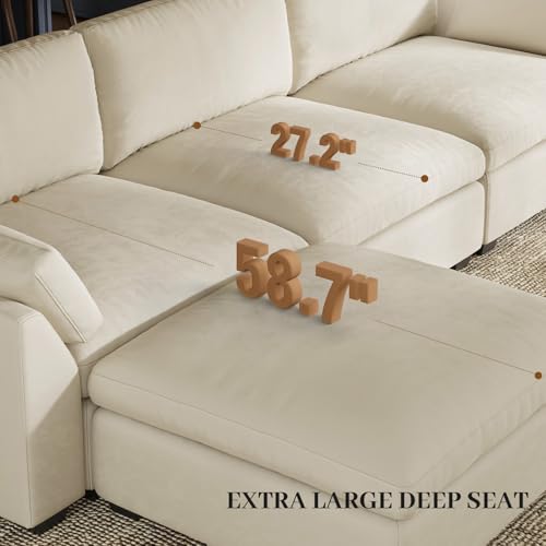 Belffin Extra Large Modular Sectional Sofa,106.3" 4-Seater L Shaped Couch,Velvet Convertible Sectional Couches for Living Room