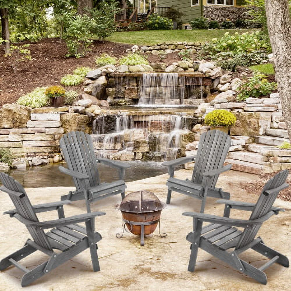 Portable Camping Chair Set of 2, Outdoor Wooden Folding Chair for Camping, Garden, Lawn, Backyard