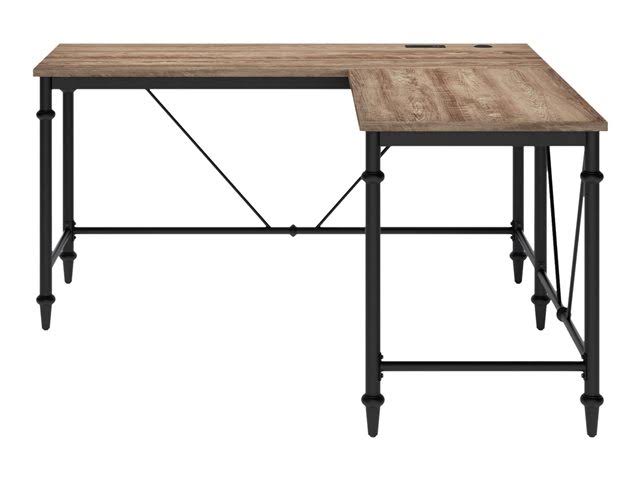 Thomasville Breslyn - Desk - L-shaped - crosscut hickory - black nickel base
