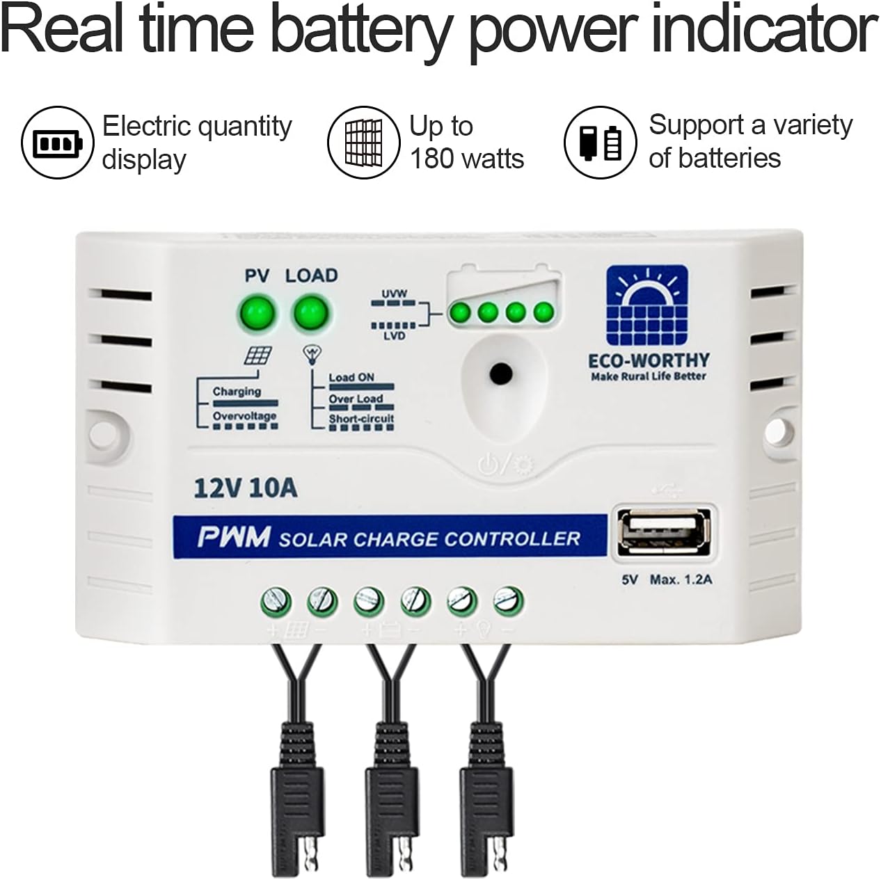 ECO-WORTHY 25 Watts 12V Off Grid Solar Panel SAE Connector Kit: Waterproof 25W Solar Panel + SAE Connection Cable +10A Charge Controller for Car RV