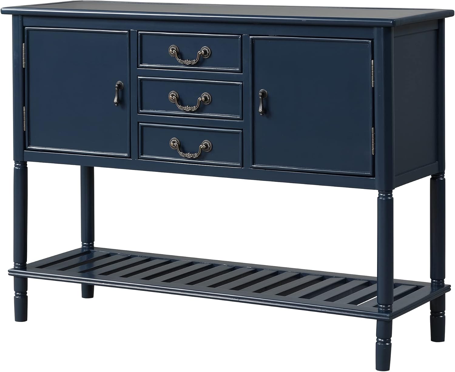 XD Designs Solid Wood Console Table Sofa Table 3 Drawers, 2 Cabinet 1 Shelf,Buffet Table