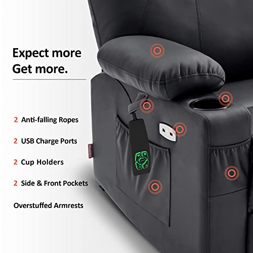 MCombo Dual Motor Large Power Lift Recliner Chair for Elderly, Lay Flat Lift Chair with Heat and Massage, Big Lift Recliner for Tall People