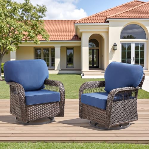 7 Pieces Outdoor Furniture Set with Swivel Chairs