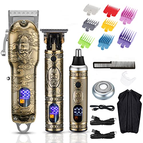 Professional Hair Clippers for Men,Hair Clippers+T-Blade Trimmer+Electric Shaver+Nose Hair Trimmer Set