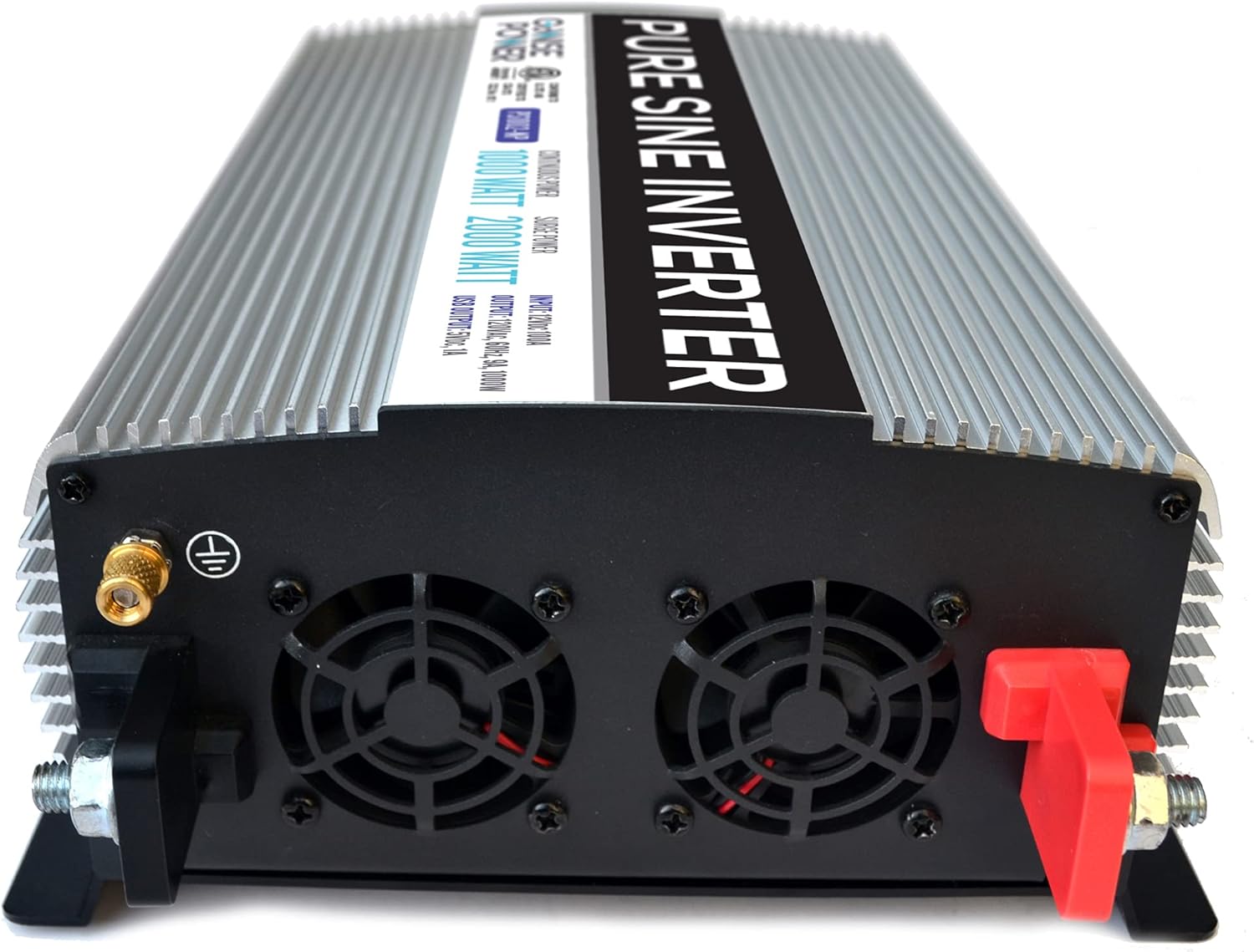 GoWISE Power 1000W Pure Sine Wave Inverter 12V DC to 120V AC with 2 AC Outlets + 1 5V USB Port, 2 Battery Cables