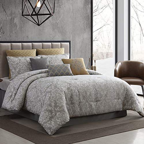 Riverbrook Home 100% Polyester Comforter Set, Queen, Hillcrest - Ivory/Gold, 9 Piece Set