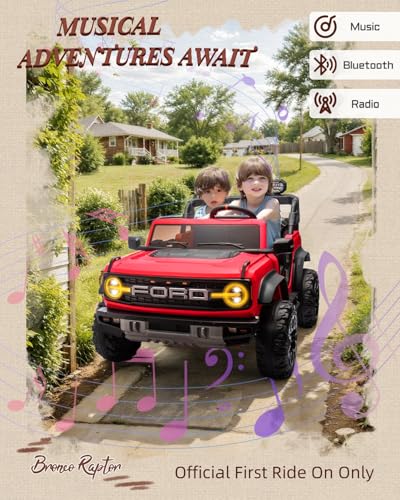 24V Ride on Toys for Big Kids, Licensed Ford Bronco Raptor 2 Seater Ride on Cars with Remote Control, Ride on Truck w/ 4-Wheeler Suspension, 3 Speeds