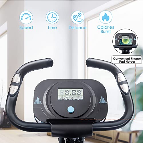 Merax Workout Bike For Home - 2 In 1 Recumbent Exercise Bike and Upright Indoor Cycling Bike Positions, 16 Level Magnetic Resistance Exercise Bike