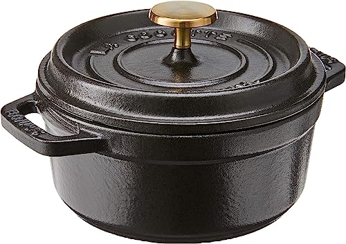 STAUB Cast Iron Dutch Oven 5.5-qt Round Cocotte, Made in France, Serves 5-6, Black Matte