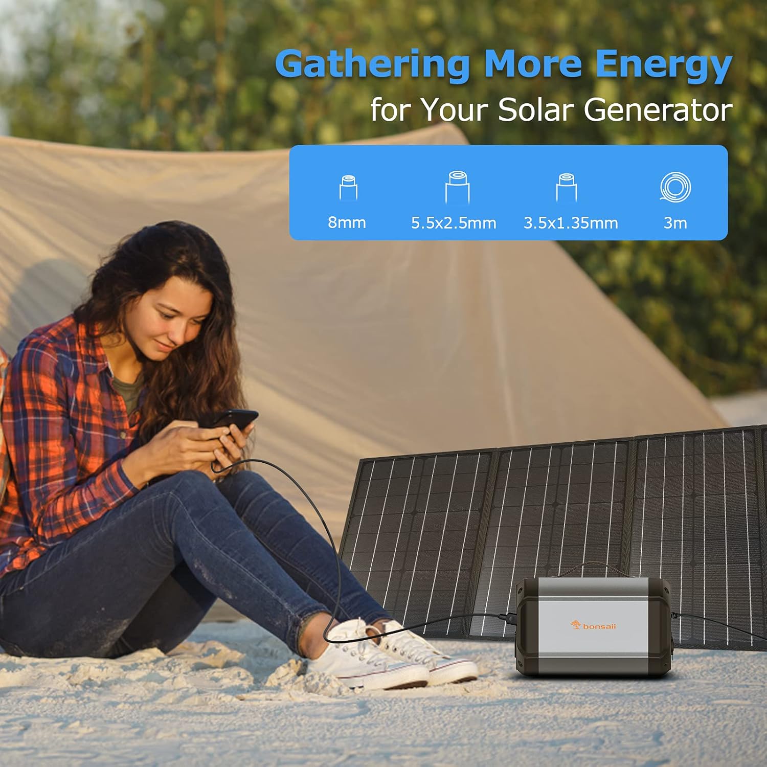 Solar Panels for Camping, 120W Solar Panel Charger for Power Station & Solar Generator