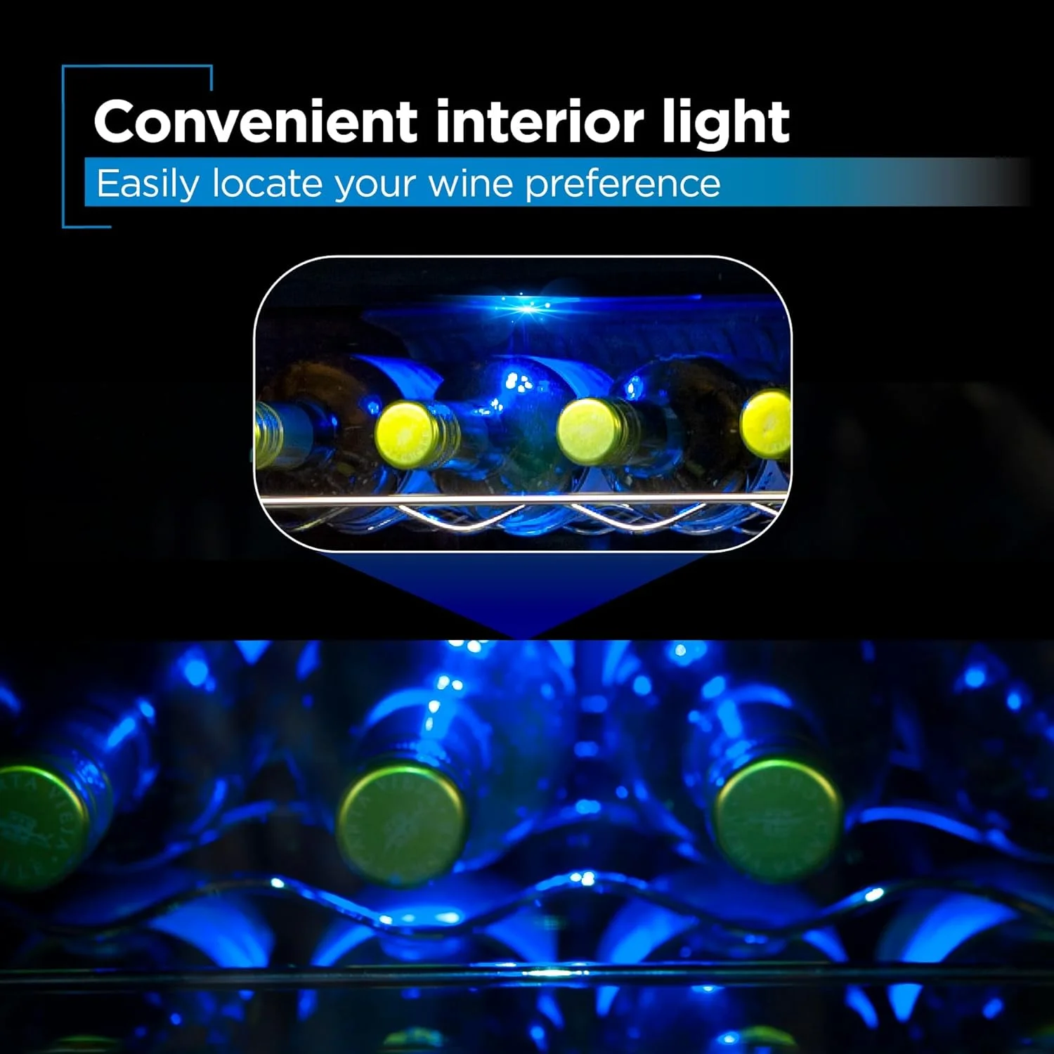 FJU 24 Bottle Wine Fridge with LED Display, Compressor Cooling Refrigerator with Interior Light
