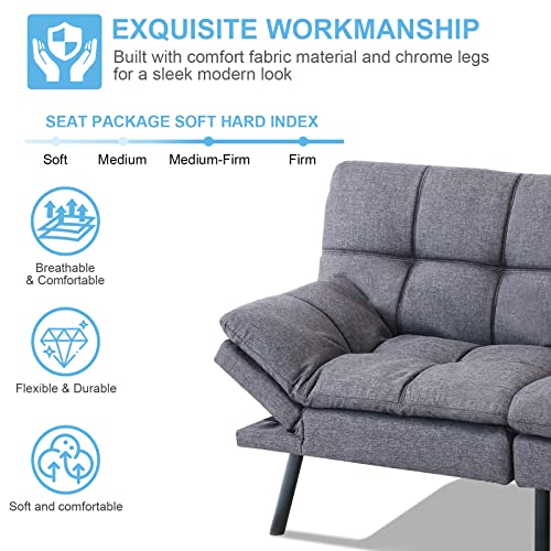 MUUEGM Futon Sofa Bed Modern Convertible Futon Couch Memory Foam Sleeper Sofa,Loveseat Couch with Adjustable Armrest Backrest for Living Room