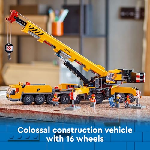 LEGO City Yellow Mobile Construction Crane Toy Set for Boys and Girls