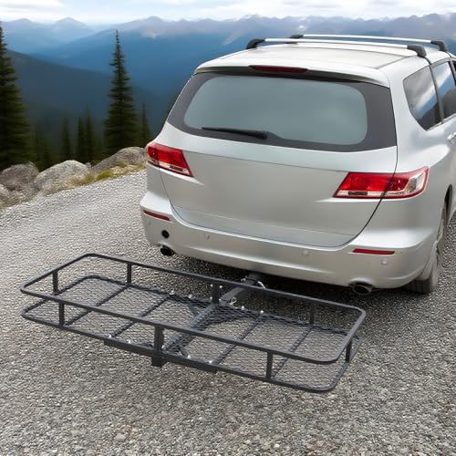 Folding Hitch Cargo Carrier, 60"x24"x6" Heavy-Duty Basket Rack, 500lbs Capacity, Fits 2" Receiver, for SUV, Trailer, Pickup