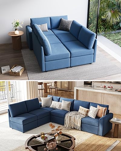 LINSY HOME Modular Sectional Sofa, Convertible U Shaped Sofa Couch with Storage, Memory Foam, Modular Sectionals with Ottomans
