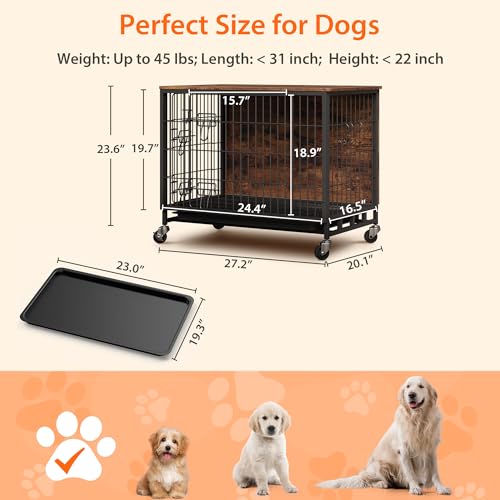 Heavy Duty Metal Dog Crate, Indoor Outdoor Pet Kennel Cage with Shelves, Storage Cabinet, Modern Decorative Dog Cage Furniture