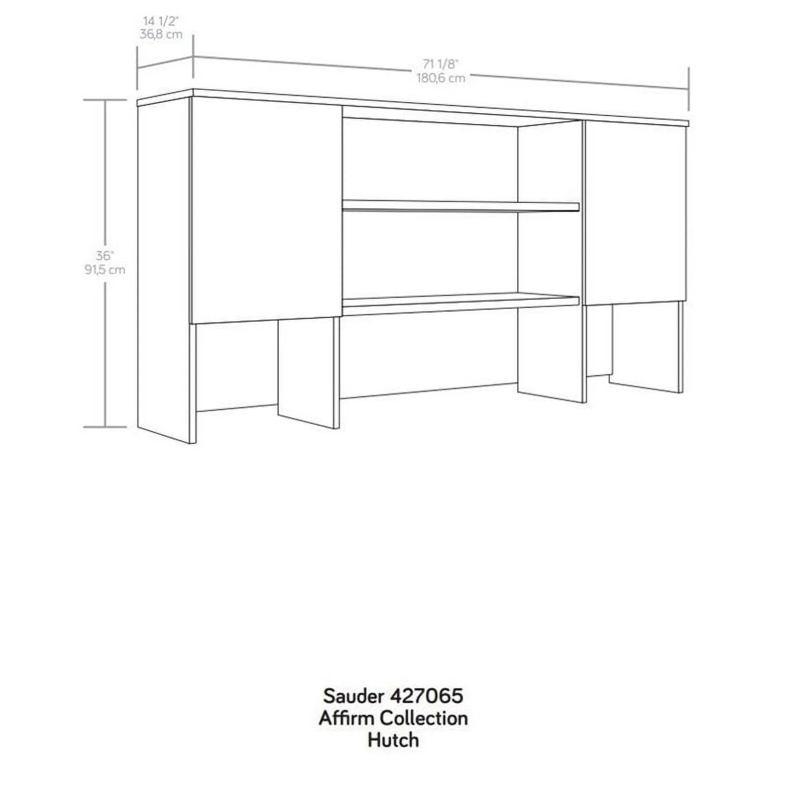 Pemberly Row 72" Engineered Wood Storage Hutch in Classic Cherry