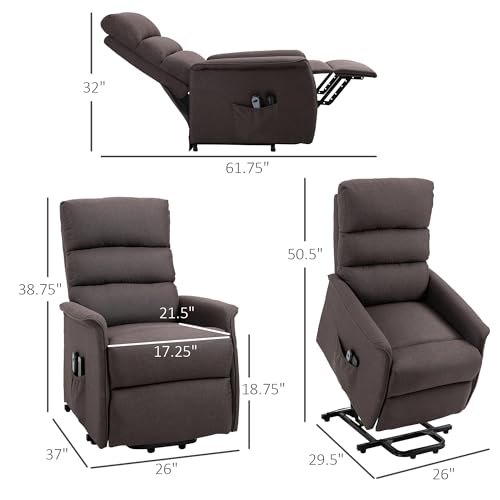 HOMCOM Power Lift Recliner Chair for Elderly, Easy Assembly, Fabric Lift Chair for Adults, Recliner Sofa with Remote Control