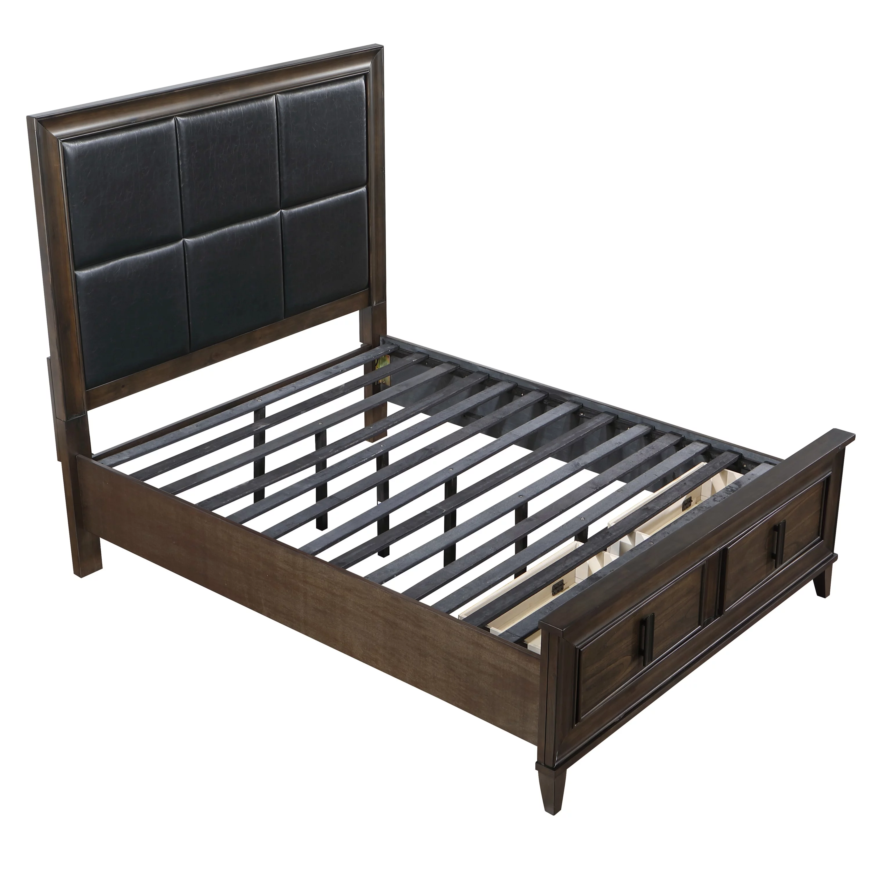 Roundhill Aetheria Contemporary Wood 3-Piece Upholstered Storage Bedroom Set in Dark Brown