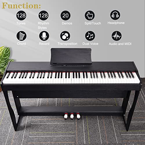GLARRY Digital Piano 88-Key Home Full Weighted Hammer Heavy Action Digital Piano for All Experience Levels, Beginer