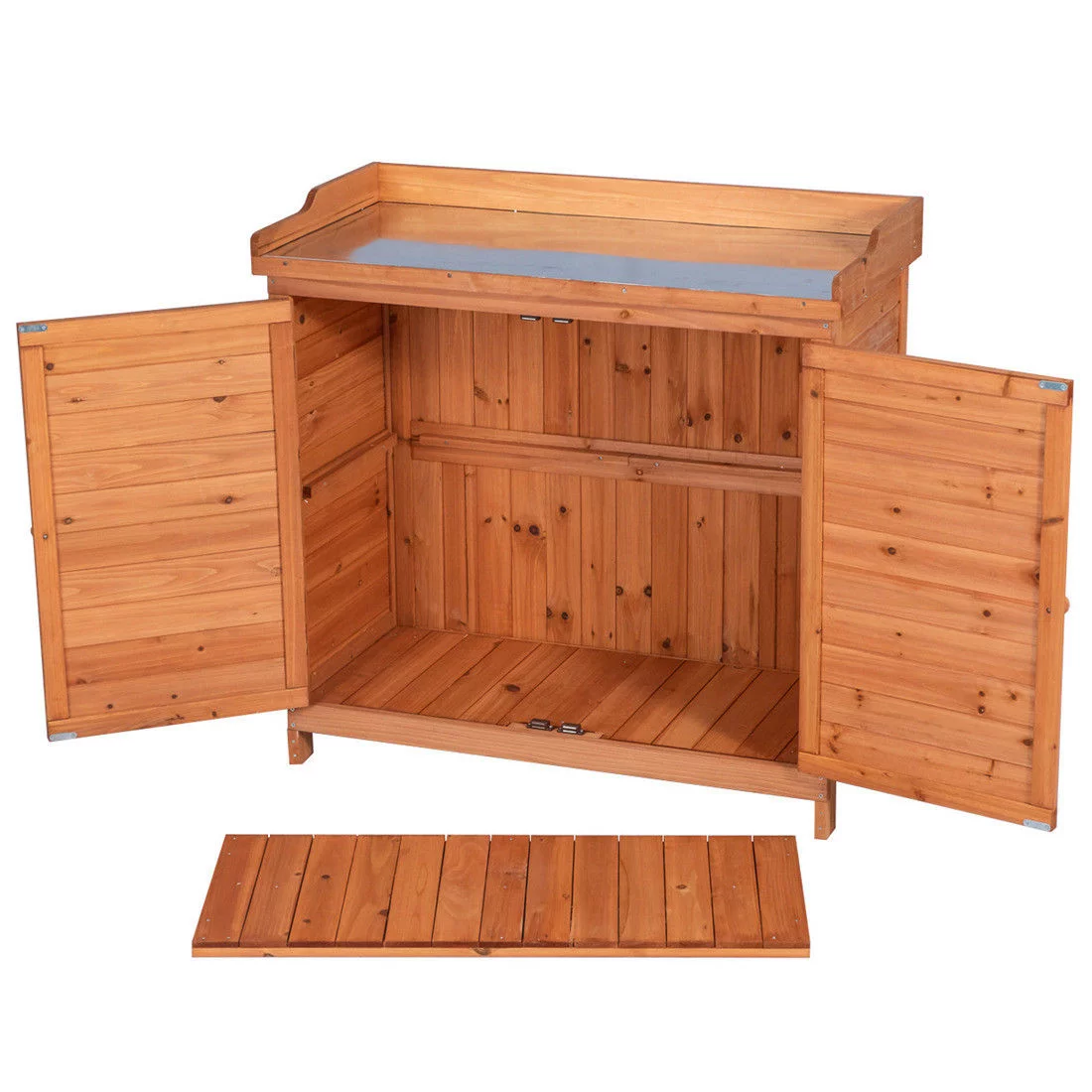 Outdoor Garden Potting Bench Wooden Storage Box Waterproof Furniture Tool Shed