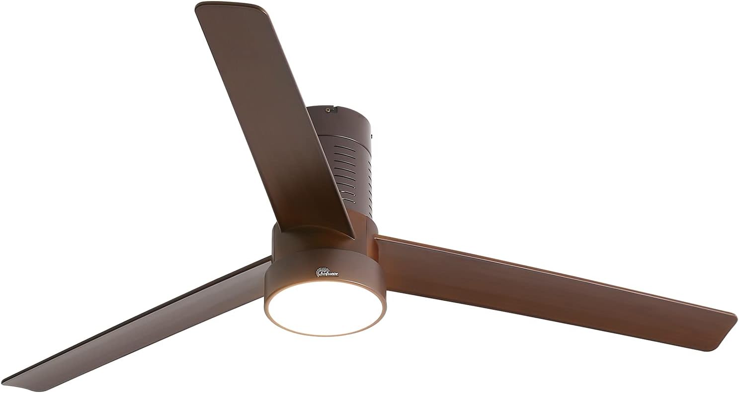 Sofucor Low Profile Ceiling Fan With Lights 3 Carved Wood Fan Blade Noiseless Reversible Motor Remote Control Flush Mount Ceiling Fan With Light