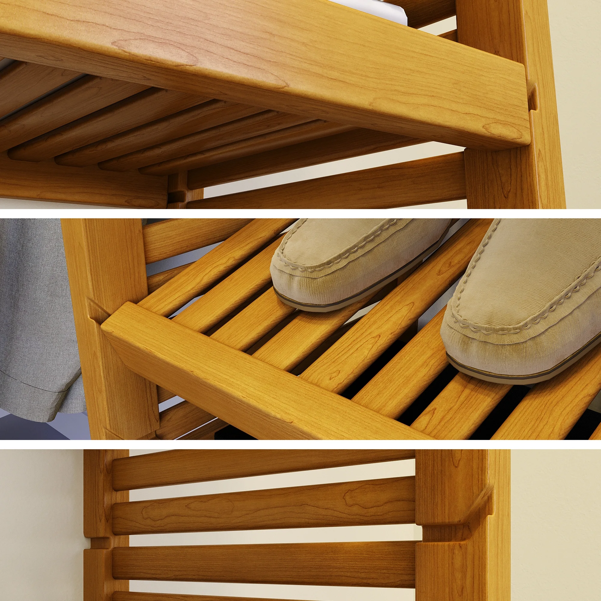 Wood Reach-In Closet System Honey Maple Finish