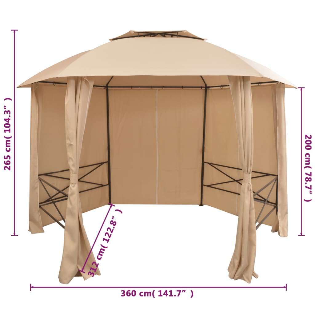 Garden Marquee Pavilion Tent with Curtains 11' 9"x8' 8"
