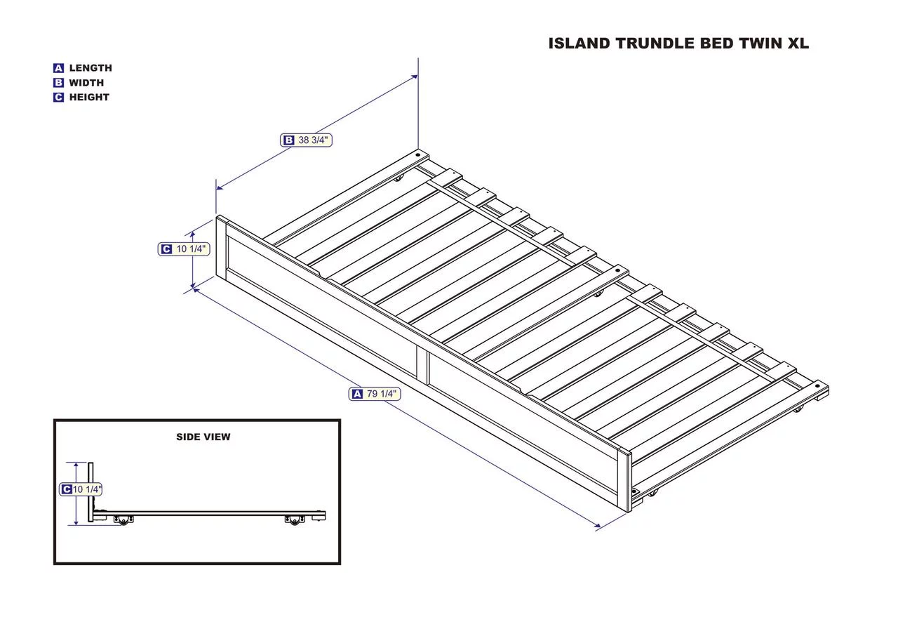 AFI Twin XL Roll Out Wood Trundle Bed Frame with Wooden Slat Supports, Espresso