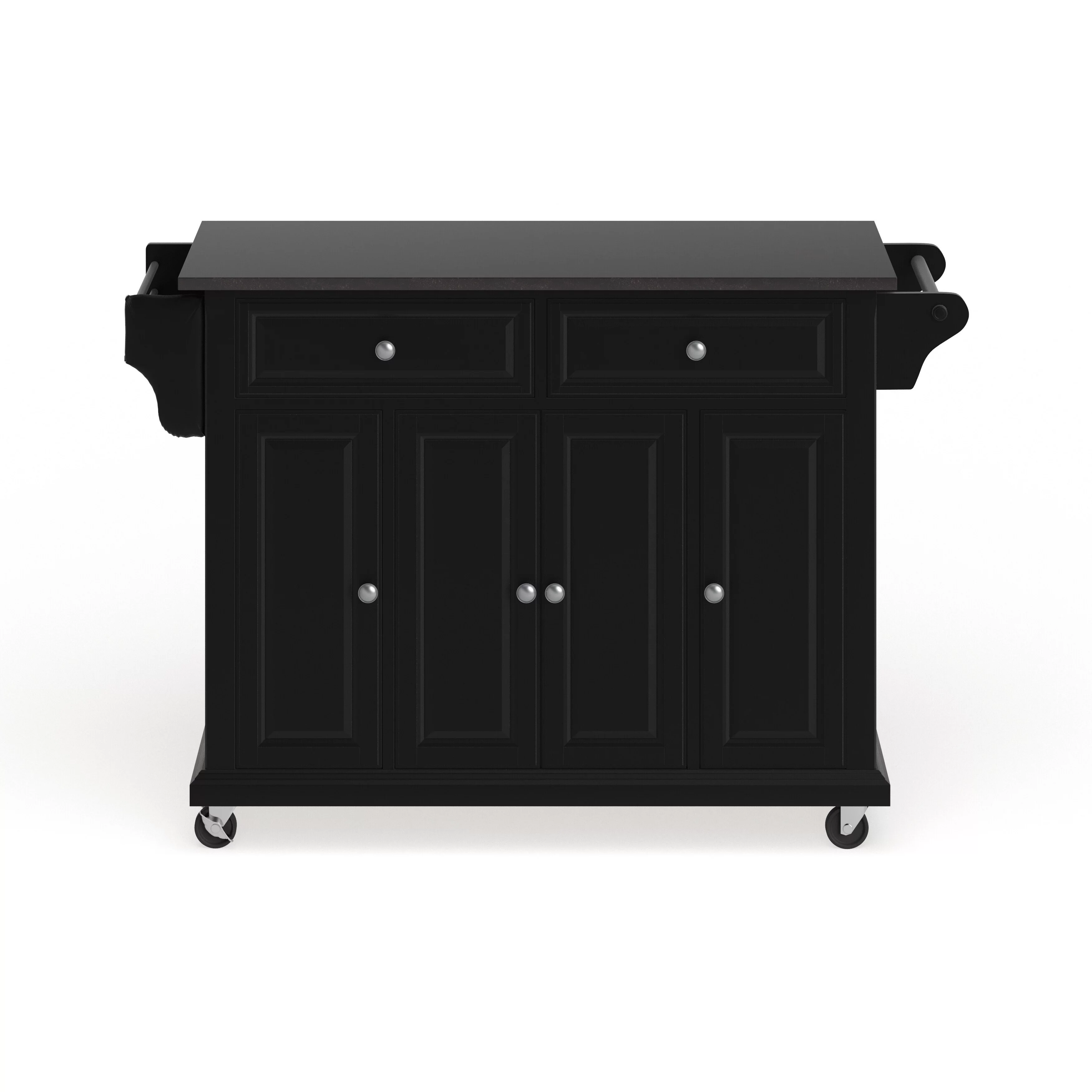 Crosley Furniture Crosley Black Wood Kitchen Cart/ Island with Solid Black Granite Top - 18"d x 51.5"w x 36"h